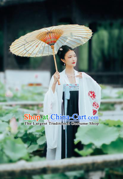 Asian Chinese Ancient Court Peri Embroidered Hanfu Dress Traditional Tang Dynasty Imperial Consort Historical Costume for Women