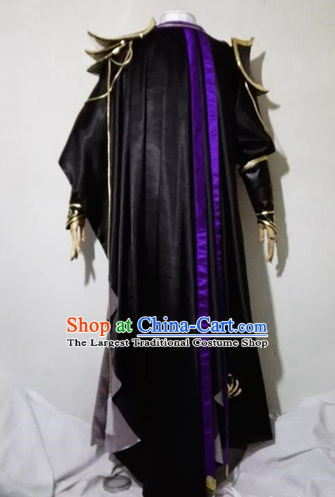 Chinese Traditional Cosplay Royal Highness Black Costume Ancient Swordsman Hanfu Clothing for Men