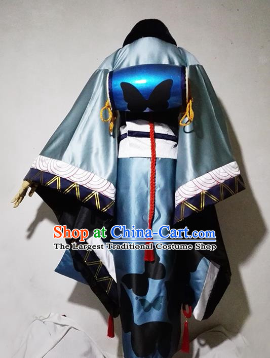 Chinese Traditional Cosplay Female Knight Blue Costume Ancient Swordsman Taoist Nun Dress for Women