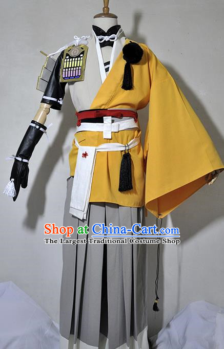 Chinese Traditional Cosplay Young Hero Yellow Costume Ancient Swordsman Hanfu Clothing for Men