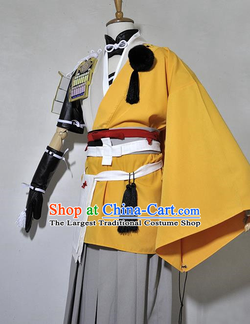 Chinese Traditional Cosplay Young Hero Yellow Costume Ancient Swordsman Hanfu Clothing for Men