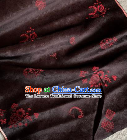 Traditional Chinese Black Satin Classical Pattern Design Brocade Fabric Asian Silk Fabric Material