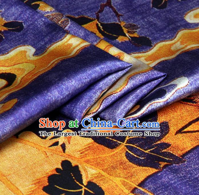 Chinese Traditional Classical Cloud Crane Pattern Purple Brocade Damask Asian Satin Drapery Silk Fabric