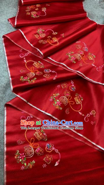 Traditional Chinese Satin Classical Embroidered Pattern Design Purplish Red Brocade Fabric Asian Silk Fabric Material