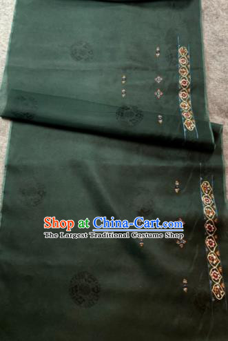 Traditional Chinese Satin Classical Embroidered Pattern Design Atrovirens Brocade Fabric Asian Silk Fabric Material