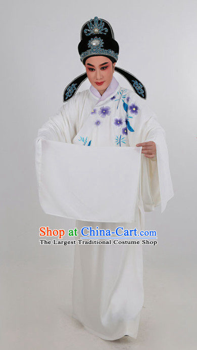 Chinese Traditional Beijing Opera Niche White Robe Ancient Scholar Childe Costume for Men