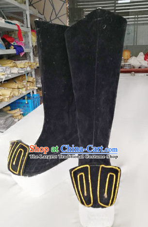 Chinese Traditional Beijing Opera Takefu Black Boots Ancient Swordsman Shoes for Adults