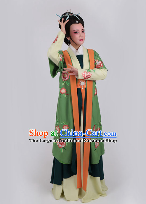 Chinese Traditional Peking Opera Actress Queen Green Dress Ancient Court Lady Embroidered Costume for Women