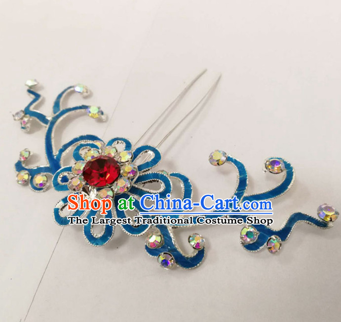 Chinese Traditional Beijing Opera Diva Hair Accessories Ancient Queen Red Crystal Hairpins for Women