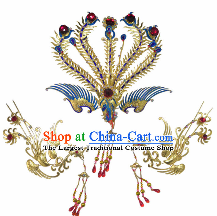 Chinese Traditional Beijing Opera Diva Hair Accessories Ancient Queen Phoenix Coronet Hairpins for Women