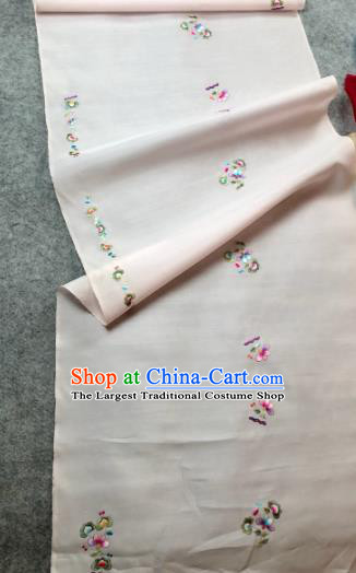 Traditional Chinese White Silk Fabric Classical Embroidered Flowers Pattern Design Brocade Fabric Asian Satin Material