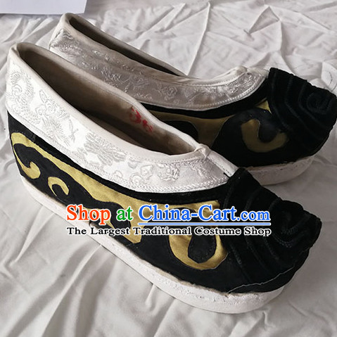 Chinese Traditional Beijing Opera Satin Shoes Ancient Princess Hanfu Embroidered Shoes for Adults