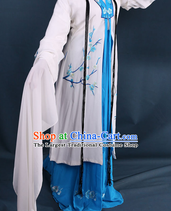 Traditional Chinese Peking Opera Diva White Dress Ancient Court Princess Embroidered Costume for Women