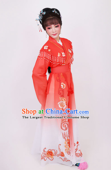 Traditional Chinese Peking Opera Diva Red Dress Ancient Court Princess Embroidered Costume for Women