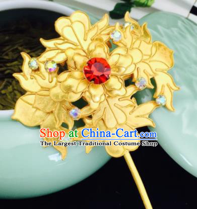 Chinese Ancient Palace Golden Hairpins Queen Hair Clip Traditional Beijing Opera Diva Court Hair Accessories for Adults