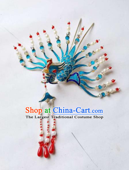 Chinese Ancient Princess Pearls Phoenix Hairpins Traditional Beijing Opera Diva Hair Accessories for Adults