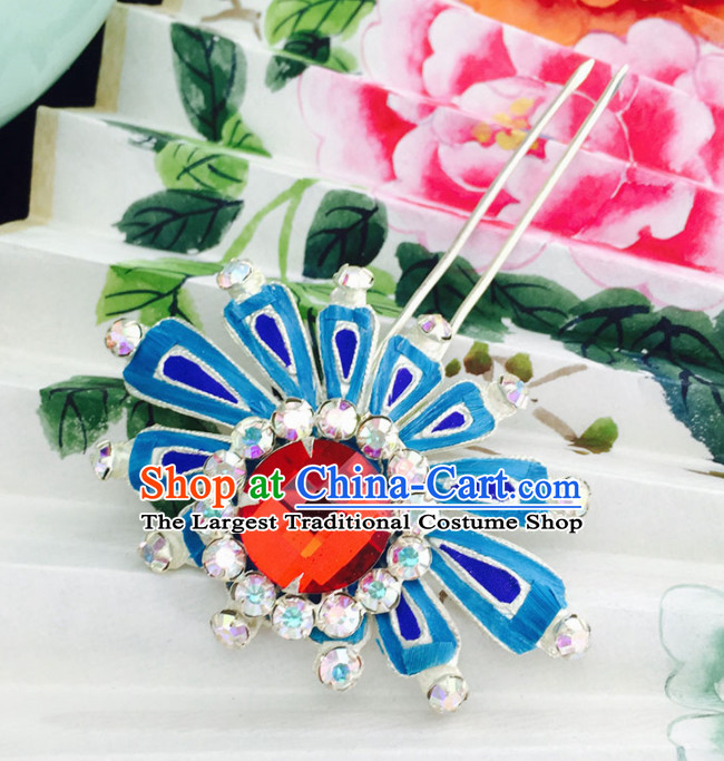 Chinese Ancient Princess Red Crystal Hairpins Traditional Beijing Opera Diva Court Hair Accessories for Adults