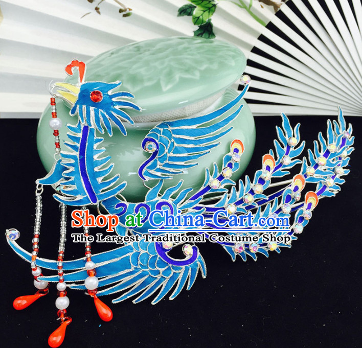 Chinese Ancient Princess Tassel Hairpins Palace Phoenix Hair Clip Traditional Beijing Opera Diva Court Hair Accessories for Adults