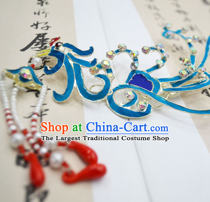 Chinese Ancient Princess Tassel Phoenix Hairpins Palace Hair Clip Traditional Beijing Opera Diva Court Hair Accessories for Adults