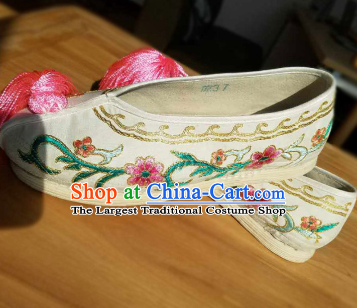 Chinese Traditional Beijing Opera Diva Shoes Ancient Princess Hanfu Embroidered Shoes for Adults