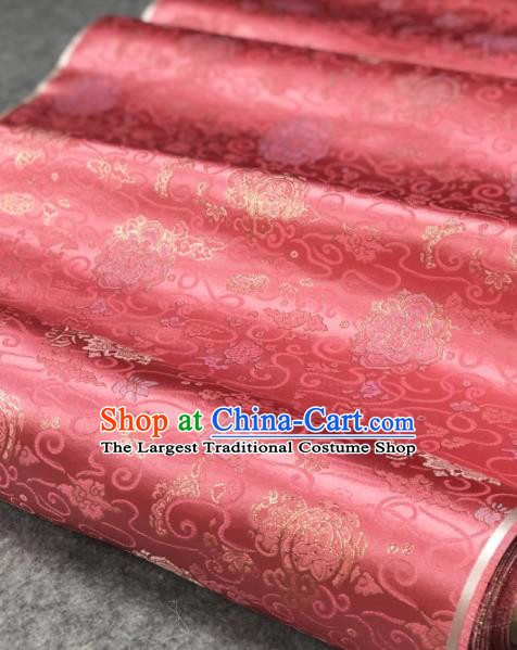 Traditional Chinese Silk Fabric Classical Pattern Design Pink Brocade Fabric Asian Satin Material