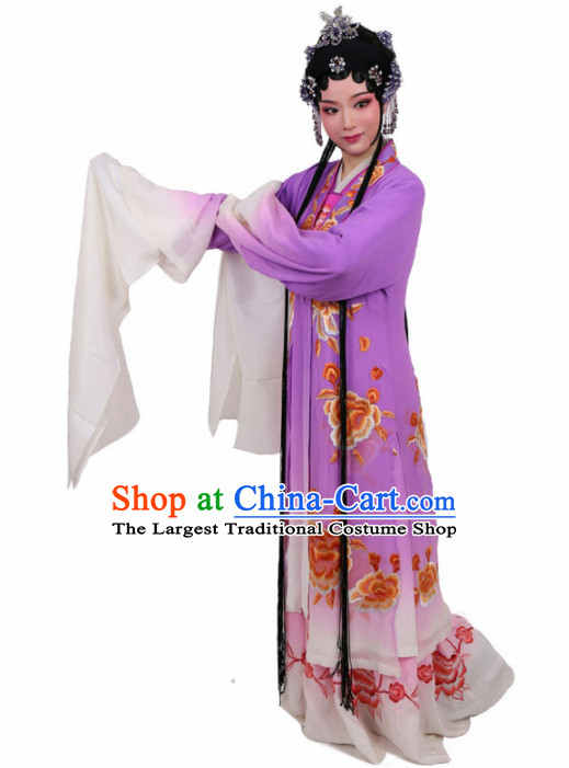 Chinese Traditional Peking Opera Queen Actress Embroidered Purple Dress Ancient Empress Costume for Women