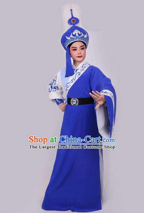 Chinese Traditional Beijing Opera Niche Royalblue Robe Ancient Prince Swordsman Costume for Men