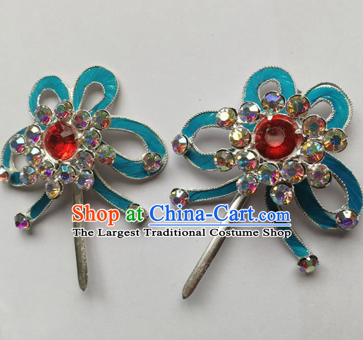 Chinese Ancient Palace Princess Red Crystal Butterfly Hairpins Traditional Beijing Opera Diva Headwear Hair Accessories for Adults