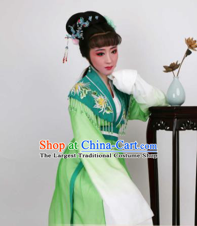 Chinese Traditional Opera Peri Green Dress Ancient Beijing Opera Diva Embroidered Costume for Women