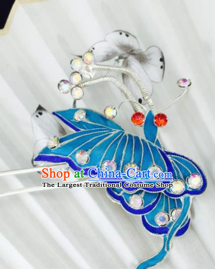 Chinese Ancient Princess Butterfly Hairpins Traditional Beijing Opera Diva Headwear Hair Accessories for Adults
