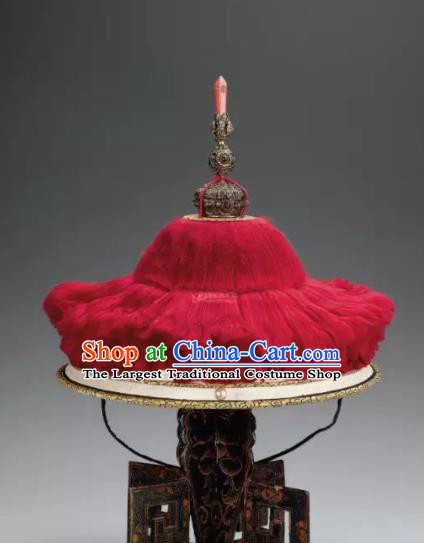 Chinese Ancient Drama Manchu Emperor Hat Traditional Qing Dynasty Minister Headwear for Men