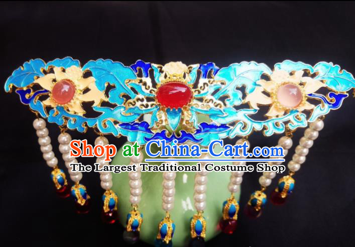 Chinese Ancient Palace Princess Tassel Hairpins Blueing Hair Clip Traditional Hanfu Hair Accessories for Women