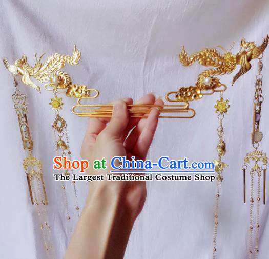 Chinese Ancient Princess Hairpins Palace Phoenix Coronet Traditional Hanfu Hair Accessories for Women