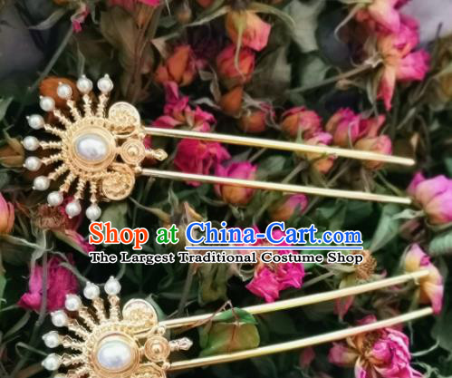 Chinese Ancient Palace Princess Pearl Hairpins Traditional Hanfu Hair Accessories for Women