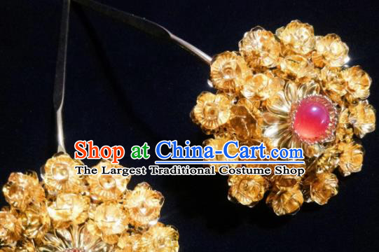 Chinese Ancient Palace Princess Golden Hairpins Traditional Hanfu Hair Accessories for Women