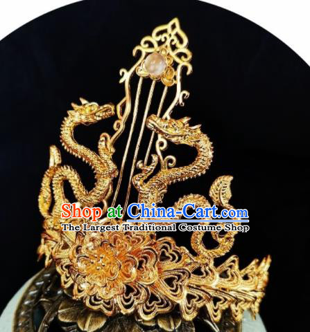 Chinese Ancient Swordsman Golden Hairdo Crown Hairpins Traditional Hanfu Dragon Hair Accessories for Men