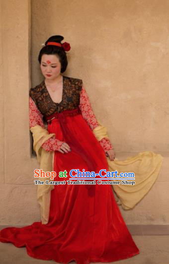 Chinese Ancient Tang Dynasty Las Meninas Replica Costume Traditional Court Lady Hanfu Dress for Women