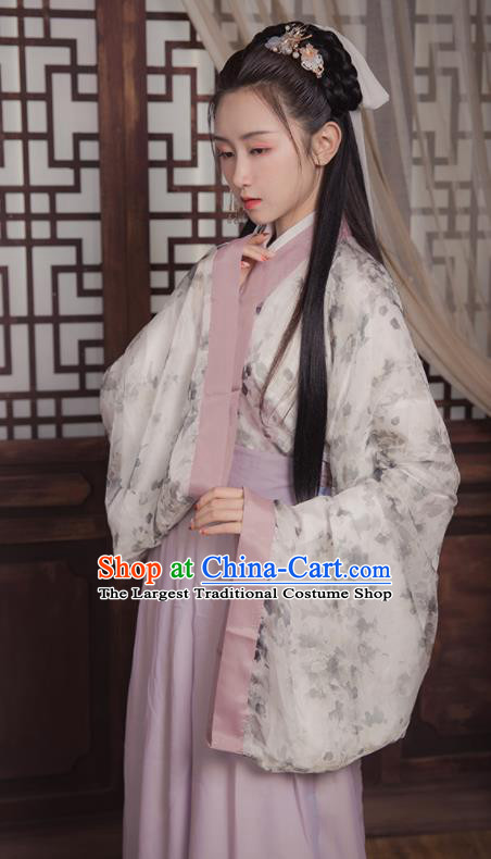 Ancient Chinese Jin Dynasty Princess Replica Costume Traditional Court Lady Printing Hanfu Dress for Women