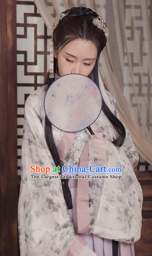 Ancient Chinese Jin Dynasty Princess Replica Costume Traditional Court Lady Printing Hanfu Dress for Women