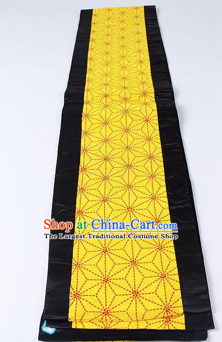Japanese National Kimono Classical Pattern Design Yellow Brocade Belt Asian Japan Traditional Yukata Waistband for Women
