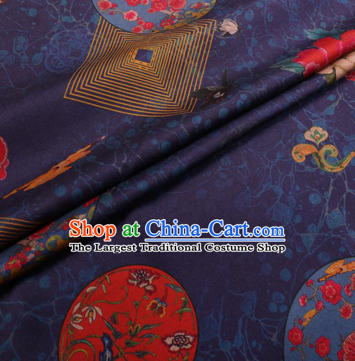 Traditional Chinese Classical Peony Pattern Design Deep Purple Gambiered Guangdong Gauze Asian Brocade Silk Fabric