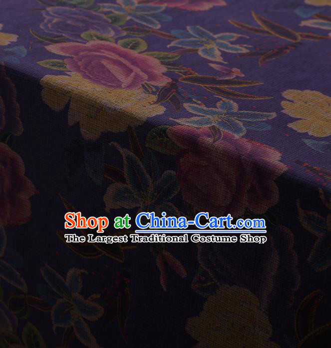 Traditional Chinese Classical Peony Pattern Design Purple Gambiered Guangdong Gauze Asian Brocade Silk Fabric
