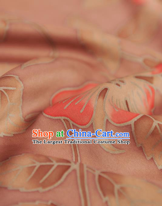 Chinese Traditional Classical Pattern Design Pink Gambiered Guangdong Gauze Asian Brocade Silk Fabric