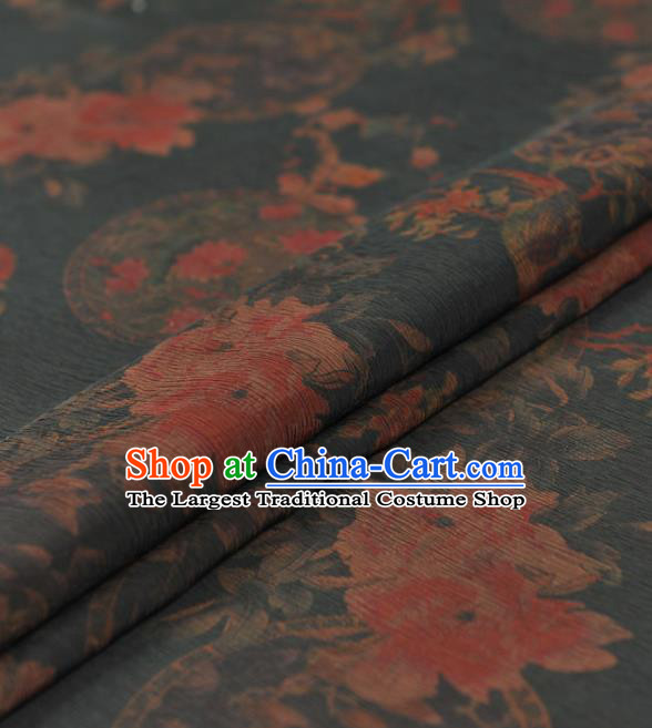 Chinese Traditional Classical Birds Pattern Design Navy Gambiered Guangdong Gauze Asian Brocade Silk Fabric