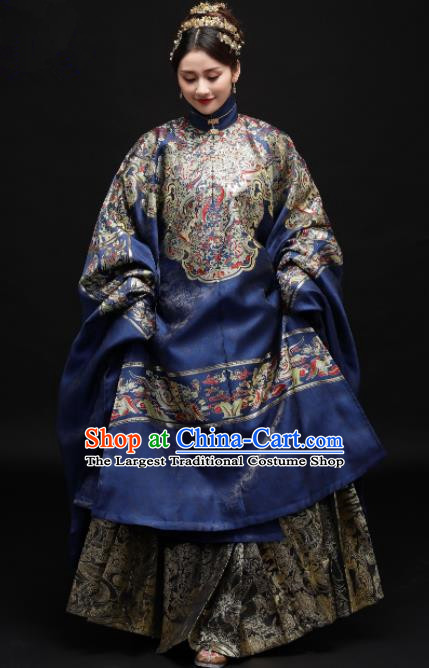 Chinese Ancient Ming Dynasty Dowager Hanfu Dress Traditional Court Infanta Embroidered Replica Costume for Women