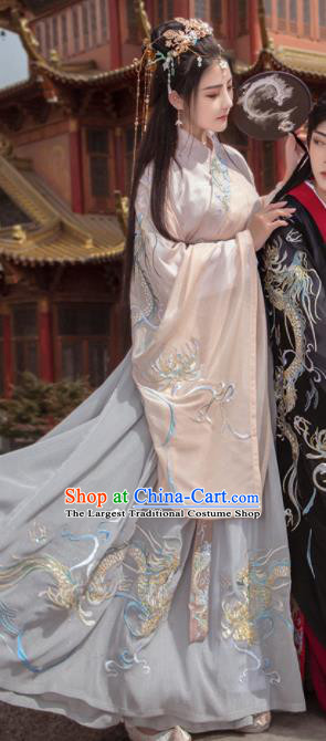 Chinese Traditional Hanfu Dress Ancient Jin Dynasty Court Princess Embroidered Historical Costume for Women