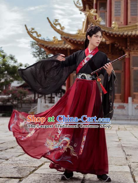 Chinese Traditional Wedding Hanfu Clothing Ancient Jin Dynasty Crown Prince Embroidered Historical Costume for Men