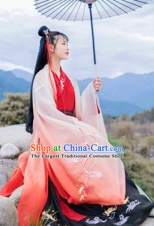 Chinese Traditional Han Dynasty Imperial Consort Hanfu Dress Ancient Court Princess Embroidered Historical Costume for Women