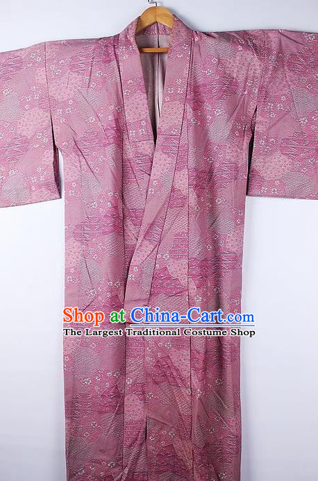 Asian Japanese Ceremony Clothing Classical Pattern Cameo Brown Kimono Traditional Japan National Yukata Costume for Men