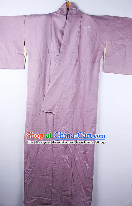 Asian Japanese Ceremony Clothing Classical Pattern Lilac Kimono Traditional Japan National Yukata Costume for Men
